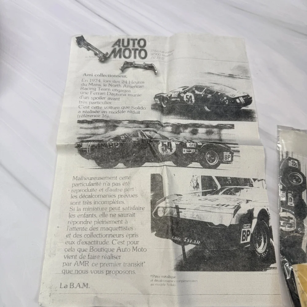 AMR La BAM Ferrari Daytona Solido Transkit Spoiler Decal Set 1974 Le Mans NART